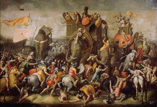Classical canvas depiction of Roman tactical forces under Scipio Africanus